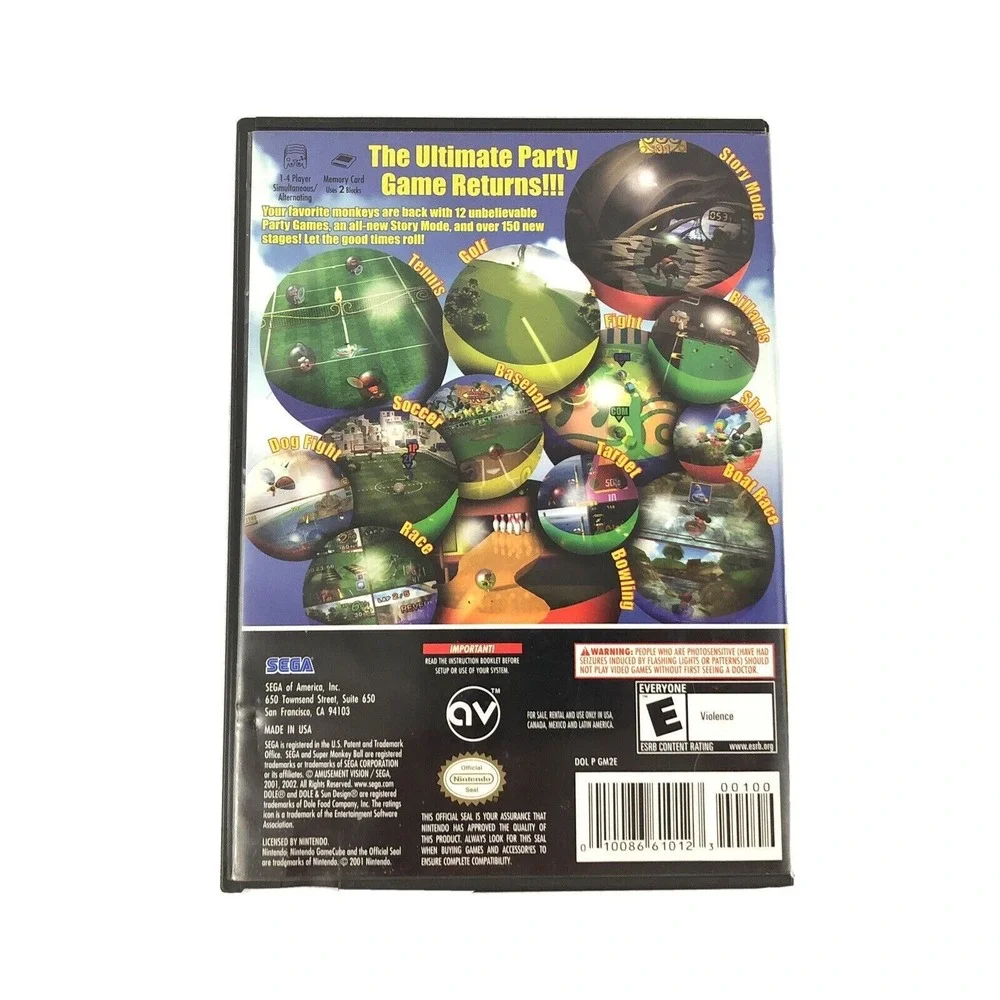 Nintendo‎ Gamecube Super Monkey Ball CIB Complete Black Label Manuals Included